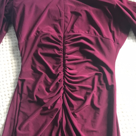 R&M Richards Merlot v- neck gown shoulder out Size 12 Brand New never worn - Picture 11 of 11